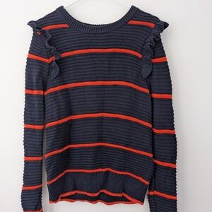 Navy and Orange Striped Sweater